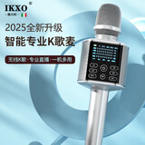 艾柯索 IKXO意大利品牌2025年新款专业话筒音响一体麦克风家庭ktv全民唱歌K歌无线蓝牙直播声卡麦克风超长续航 银色旗舰版