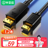 毕亚兹 主动式DP转HDMI转接头线 1.2米 4K/60HZ连接线 1.2版 DisplayPort转hdmi公对公 电脑电视转换线