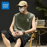 真维斯（Jeanswest）100%纯棉背心男美式潮流街头ins风圆领无袖上衣男款户外百搭汗衫 灰绿#ZS花纹标X 3XL 【品牌品质好保障】
