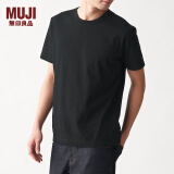 无印良品 MUJI 男式 印度棉天竺编织 圆领短袖T恤 ABA01A0S 黑色 M