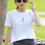哥瑞美 短袖t恤女新款2025年夏季蓝色宽松显瘦洋气休闲宽松女装上衣 3010#ZS白色 XL