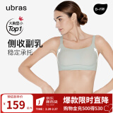 ubras侧收大杯背勾文胸收副乳内衣女大胸显小防下垂无钢圈胸罩粉底液 可调肩带-轻雾绿 M(70C/70D/75B/75C/75D)