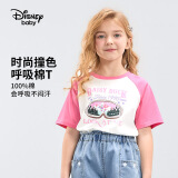 迪士尼（DISNEY）童装儿童男女童短袖T恤透气吸湿耐磨内搭上衣24夏DB421BE20粉120