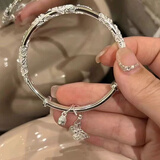 竹节莲花手镯女2025年新款中式手链ins平安传承简约蝴蝶钛钢脚链 繁花蝴蝶手镯