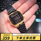 卡西欧（CASIO）手表 小春同款 情侣经典复古小方块 时尚学生表小金表情人节礼物 A168WEGB-1B 男款