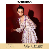 MAXRIENY【紫玫瑰印花裙】商场同款甜美少女感蓬蓬连衣裙 紫花 M 02