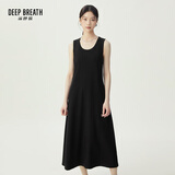 深呼吸DEEP BREATH女装休闲U领无袖慵懒长款高腰连衣裙A500327 黑 M (3)