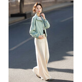 德玛纳【极简穿搭】春季高支高密珠地网眼立领四合扣松紧下摆短款女外套