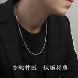 言象蛇骨链项链配饰男潮小众设计感链子细男士素百搭钛钢颈男生锁骨链 方蛇骨链-55cm+5cm