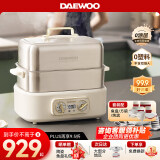 大宇（DAEWOO）【0塑料0涂层】全不锈钢电蒸锅双层家用快蒸汽锅预约蒸煮炖食品级18升多功能早餐海鲜S30 18L 【全家套装】(蒸锅+碗+盘+炖盅)