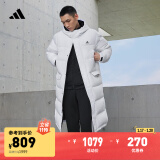 adidas 530蓬长款保暖连帽鸭绒羽绒服男女同款冬季阿迪达斯轻运动 白色 M