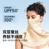 万物生夏季真丝防晒口罩护颈100%桑蚕丝防紫外线女防风保暖遮阳遮脸脸罩