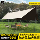 九千谷天幕帐篷黑胶户外露营野餐防晒防雨便携遮阳棚3*3m方形牛津布8065