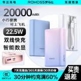 罗马仕 充电宝自带线20000毫安时移动电源22.5W超级快充PD20W便携小巧大容量适用苹果华为小米可定制logo 粉转蓝【2万毫安-22.5W超级快充】智能数显 双版本双容量|自行选择