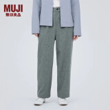 无印良品（MUJI）女式 弹力起毛 抽褶裤 休闲西裤长裤子春秋款 BE1P0C3A 灰色 S (155/62A)