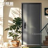 挺固加厚甲级防盗门入户门+防撬防爆安全门子母门+防火岩棉填充＋智能锁人脸识别 氟碳灰 2050*960【单门，开向可选】 机械锁