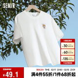 森马（Semir）[凉感T]x超级植物短袖T恤女抗菌2024夏宽松刺绣上衣109324100007