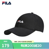 FILA 斐乐官方棒球帽情侣款男士女士帽子时尚休闲鸭舌帽子遮阳帽 正黑色-BK XS