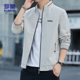 罗蒙（ROMON）外套夹克男士潮流时尚商务休闲棒球服立领上衣男装KJ11卡其2XL