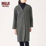 无印良品（MUJI）女式 羊毛混 双面大衣 毛呢外套 秋冬简约风W9AD225 深灰色 XL 165/92A