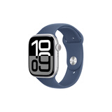 Apple Watch Series 10 智能手表46毫米银色铝金属表壳丹宁色运动型表带M/L【GPS款】MX223CH/B