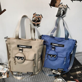 丛林鸟手提包男大容量单肩斜挎包初中生高中学生上课补习补课拎书手提袋 卡其色