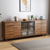 慕澜餐边柜一体靠墙实木框新中式茶水柜碗橱餐柜厨房储物收纳备餐柜 1031A款240*40*88cm【包送装】