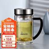 希诺双层玻璃杯男家用商务办公水杯带手柄泡茶杯子XN-9320 290mL