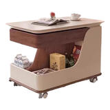 可移动茶几小推车边几多功能升降茶几小户型家用茶桌创意客厅边柜 胡桃色+白箱体+雪山白岩板