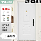 三青入户门改色漆防盗门漆翻新水性金属漆防锈大铁门专用油漆喷漆 柔光白（带工具） 1kg【约刷一个门】