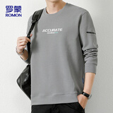 罗蒙卫衣男士秋冬圆领宽松长袖T恤休闲打底衫上衣外套男装YT01浅灰2XL