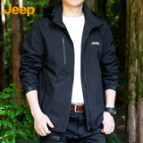 吉普（JEEP）夹克男秋冬季休闲连帽外套男士潮流宽松冲锋衣服男装 黑色 3XL