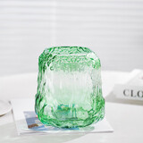 初卓创意玻璃花瓶水培鲜花仿真花餐桌摆件  他山之石 绿色小号 高16cm