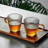 忆壶茶（YIHUTEA）小茶杯玻璃喝水杯功夫茶具泡茶杯子玻璃杯男女办公室水杯主人茶碗 【升级竖纹】品杯两只装120ml