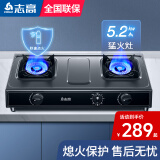 志高（CHIGO）煤气灶双灶不锈钢灶具台式燃气灶家用天然气液化气炉具 【高配】5.2kW/4.5kW+防锈黑+熄保+定时 天然气