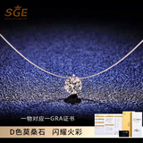 SGE莫桑石人鱼之泪项链女款白金隐形鱼线水滴钻锁骨链情人节礼物 莫桑石项链【圆形2克拉】