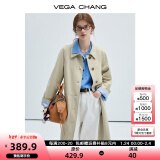 VEGA CHANG风衣女款2025新款春秋英伦风中长款宽松外套 卡其色-现货48小时发 M