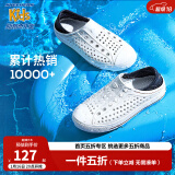 Skechers斯凯奇儿童凉鞋夏季男童女童洞洞鞋溯溪防滑包头大童沙滩鞋91995L 男/白色/海军蓝/红色/WNVR 33.5