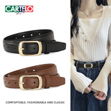 卡帝乐鳄鱼皮带女时尚百搭针扣腰带牛仔裙子装饰韩版潮ins风休闲简约裤带 黑色【宽度2.8CM】 95cm