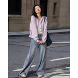 德玛纳【低饱和穿搭】春季简约风压线设计休闲连帽宽松遮肉舒适女式外套