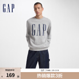 Gap男女装初秋字母印花大logo圆领抓绒卫衣609136简约经典款 灰色 180/100A(XL) 亚洲尺码