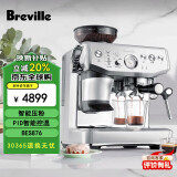 铂富（Breville）BES876 半自动意式咖啡机 家用 咖啡粉制作 多功能咖啡机 海盐白 Sea Salt