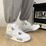 佐馆秋冬季新款厚底气垫运动鞋情侣百搭篮球鞋加绒加厚休闲增高小白鞋 白灰色【标准尺码】 42