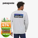 巴塔哥尼亚（Patagonia）男士混纺棉轻便logo潮流圆领长袖T恤卫衣L/S P-6 Logo 38518 WHI（白里发蓝） L