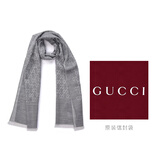 GUCCI 古驰 Gucci围巾 女士双G印花羊毛围巾 麻灰色 165904 3G646 1400