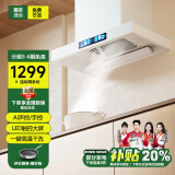 樱花雪白色T型吸油烟机小尺寸600/700mm公寓出租房顶吸式抽油烟机大吸力家用烟机燃气灶灶具消毒三件套 【700mm单烟机】38立方爆吸+语音+自动清洗 天然气
