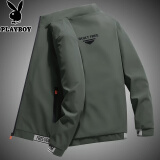 花花公子（PLAYBOY）春秋季新款夹克男士潮流帅气立领外套青年韩版休闲大码上衣服男装 10342/J6618豆灰色 XL