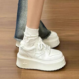 ACLNX松糕厚底小白鞋女2025年秋季新款板鞋小个子增高6cm百搭休闲鞋子 米白色 37 (235mm)