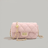 CAMPUSKITTEN小金球菱格链条包包女2025新款通勤单肩斜跨包女高级感 粉色