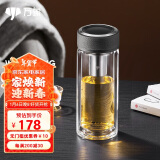 万象（WANXIANG）玻璃杯双层高硼硅家用便携水杯V21L商务办公泡茶杯礼盒装水杯子